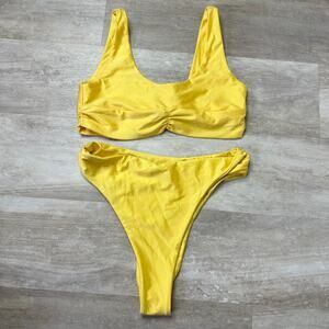 Riot Swim Poppy Yellow Bikini Size Large Pico Top Tinsley Bottom